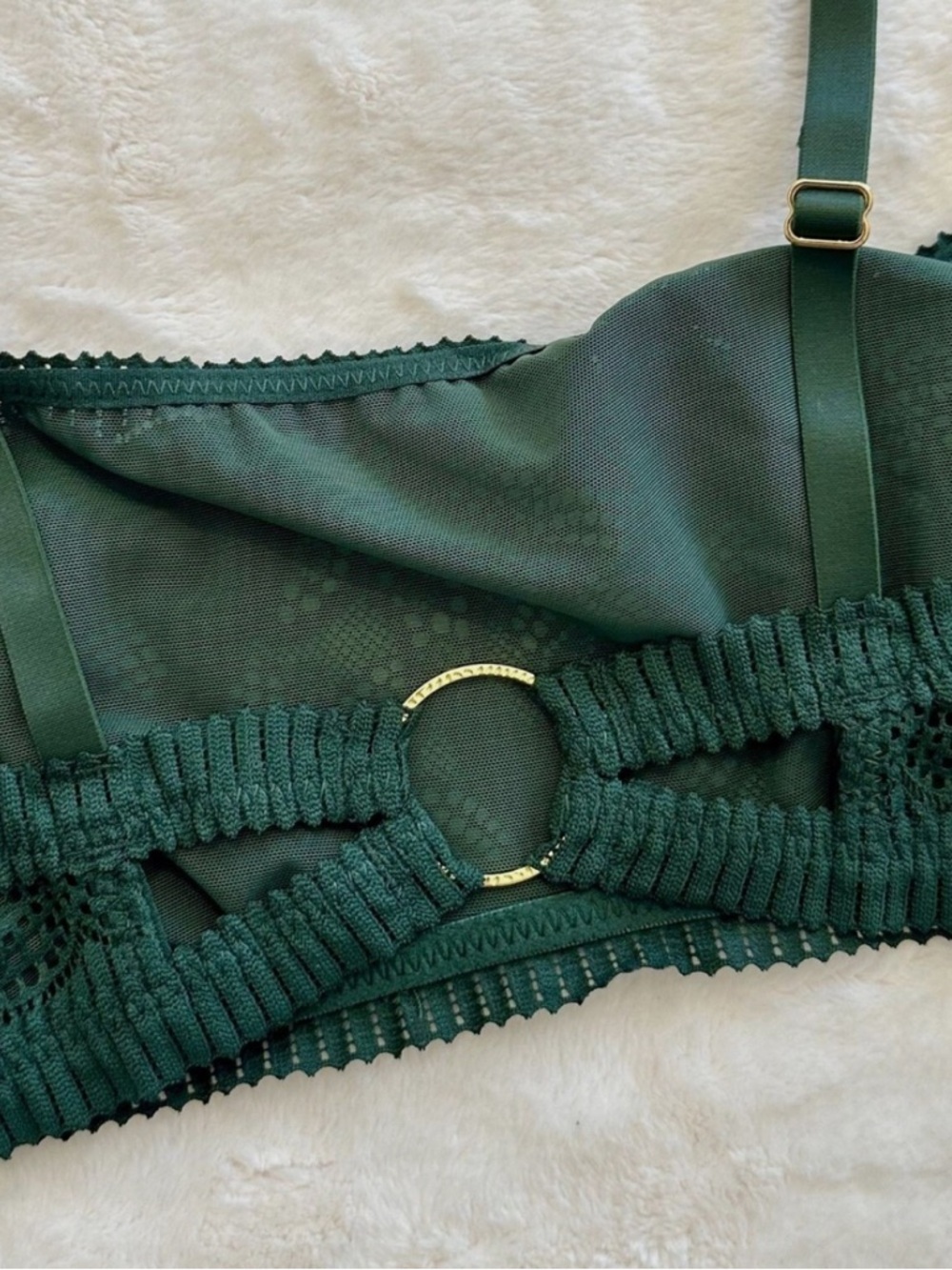 NWT Aerie Coral Lace Bandeau Bralette Sycamore Green Size Medium - Picture 11 of 15